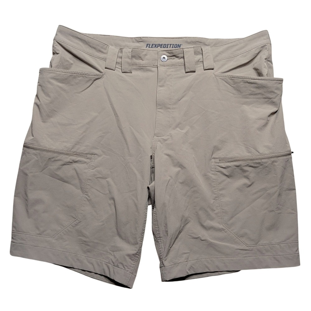 Duluth Trading Co Flexpedition Shorts Mens 42x11 Khaki Relaxed Fit Cargo Stretch